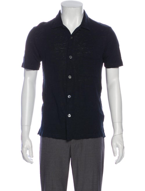 Theory Linen Short Sleeve Shirt Blue