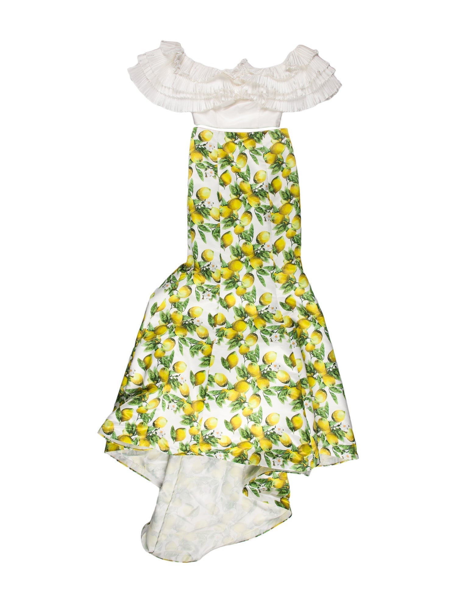 Tarik Ediz Printed Ruffle Embellishment Skirt Set w/ Tags