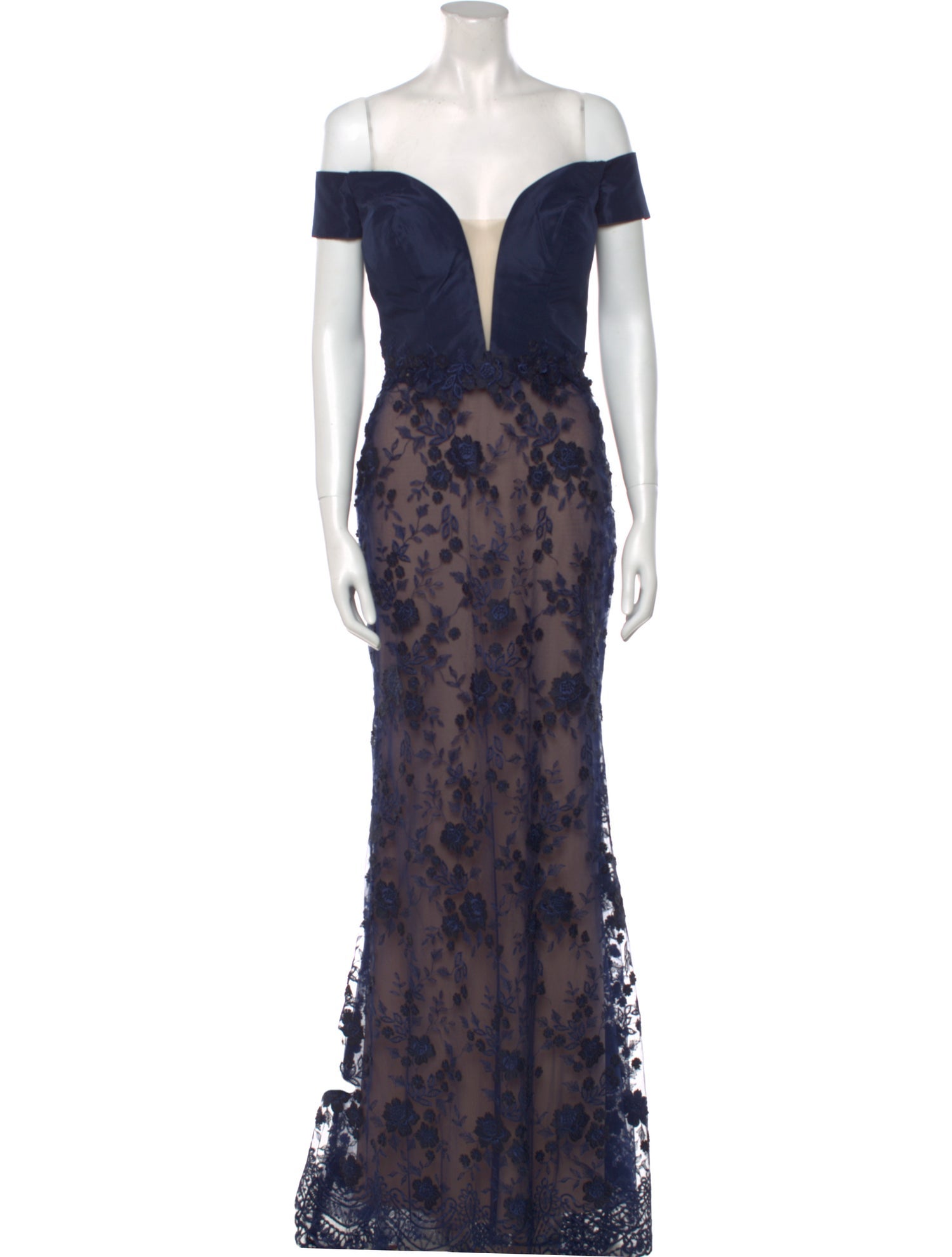 Tarik Ediz Lace Pattern Long Dress