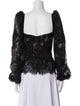 Tarik Ediz Lace Pattern Square Neckline Blouse