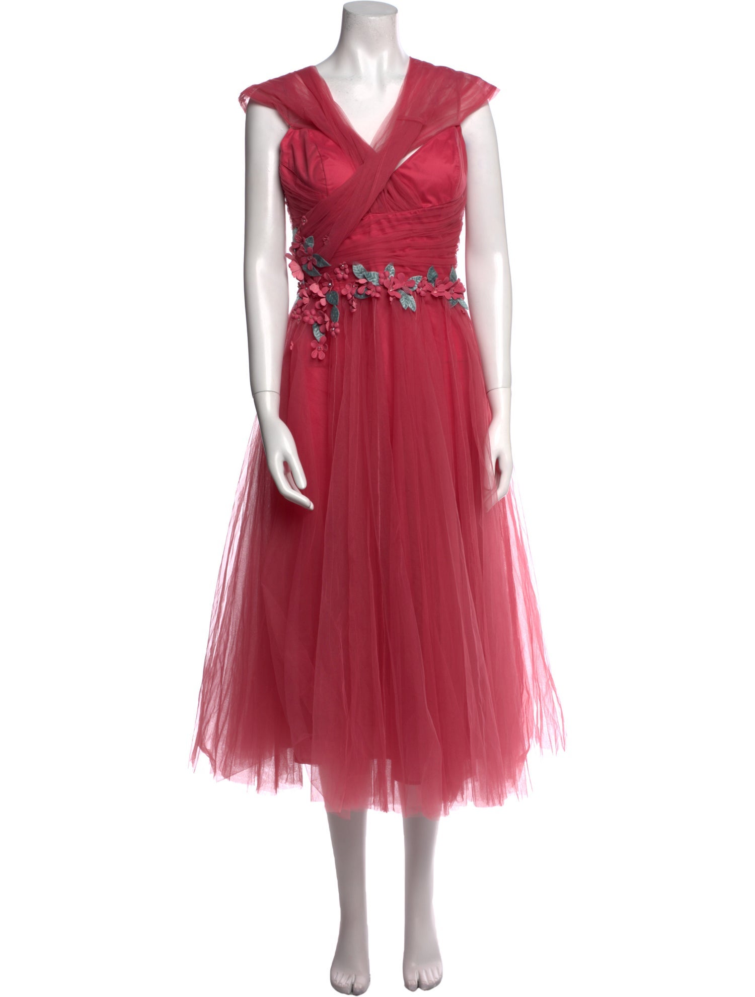 Tarik Ediz V-Neck Midi Length Dress w/ Tags