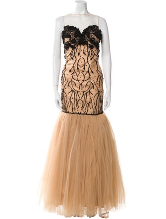 Tarik Ediz Lace Pattern Long Dress