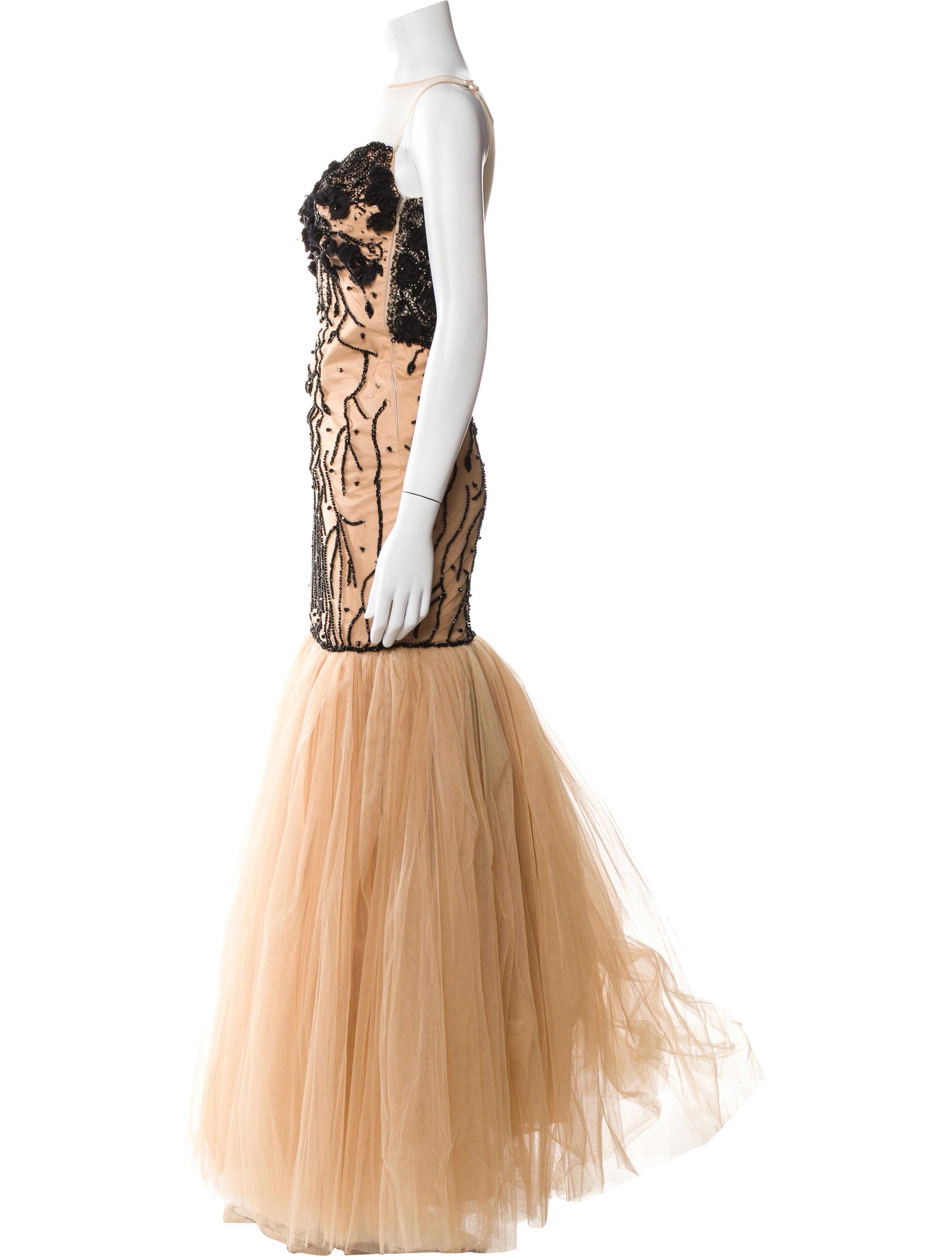 Tarik Ediz Lace Pattern Long Dress