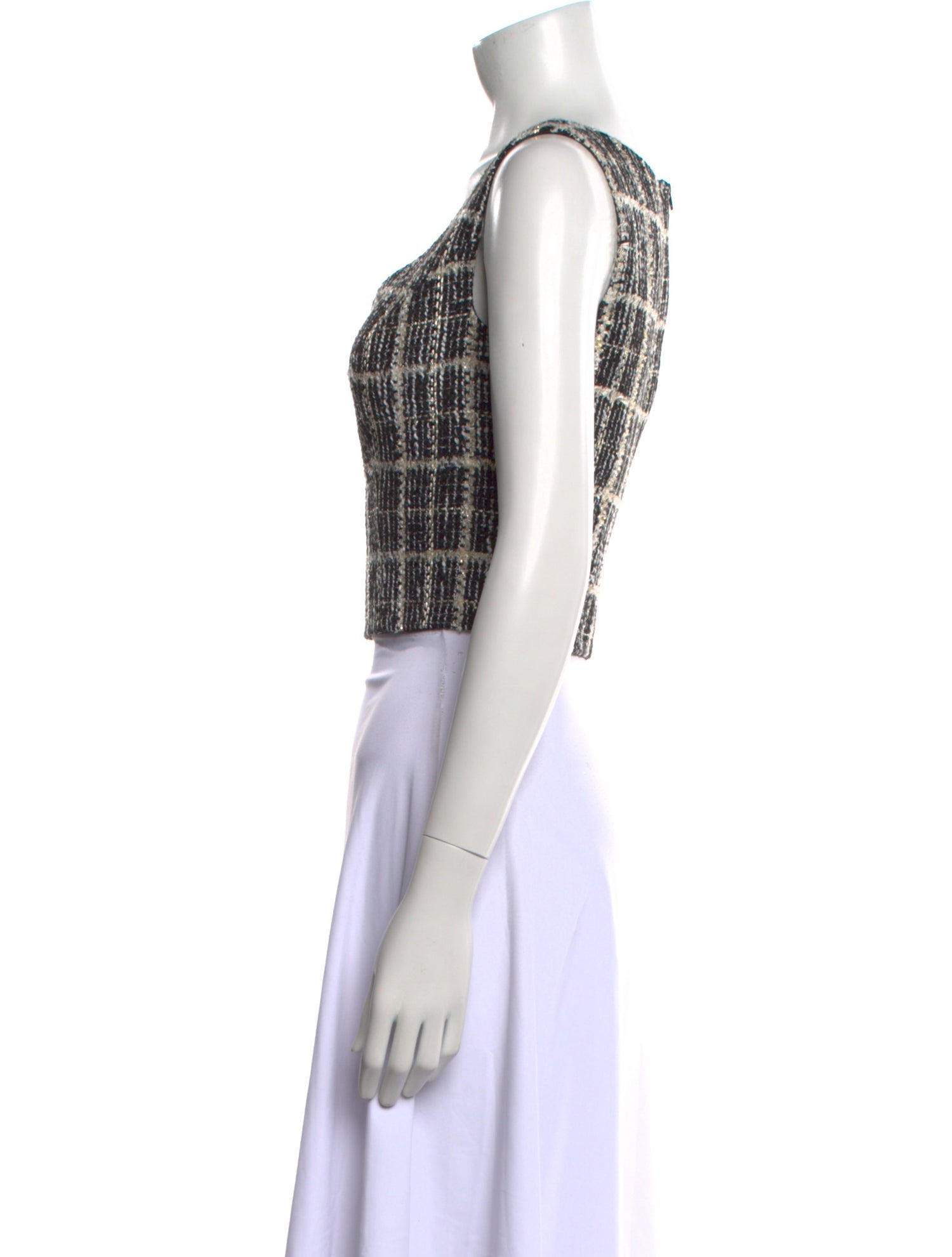 Tarik Ediz Plaid Print Scoop Neck Crop Top