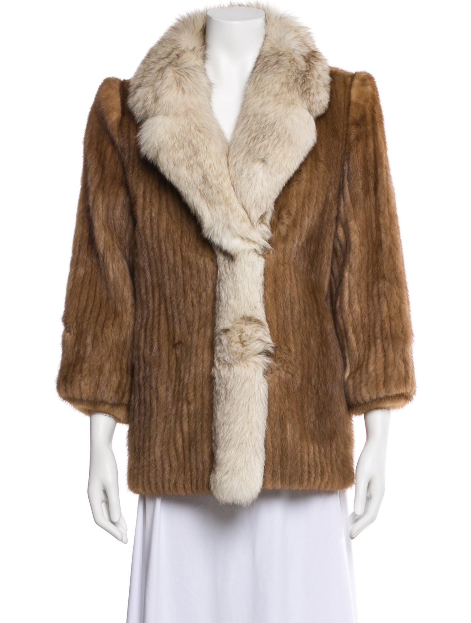 The Evans Collection Colorblock Pattern Faux Fur Jacket