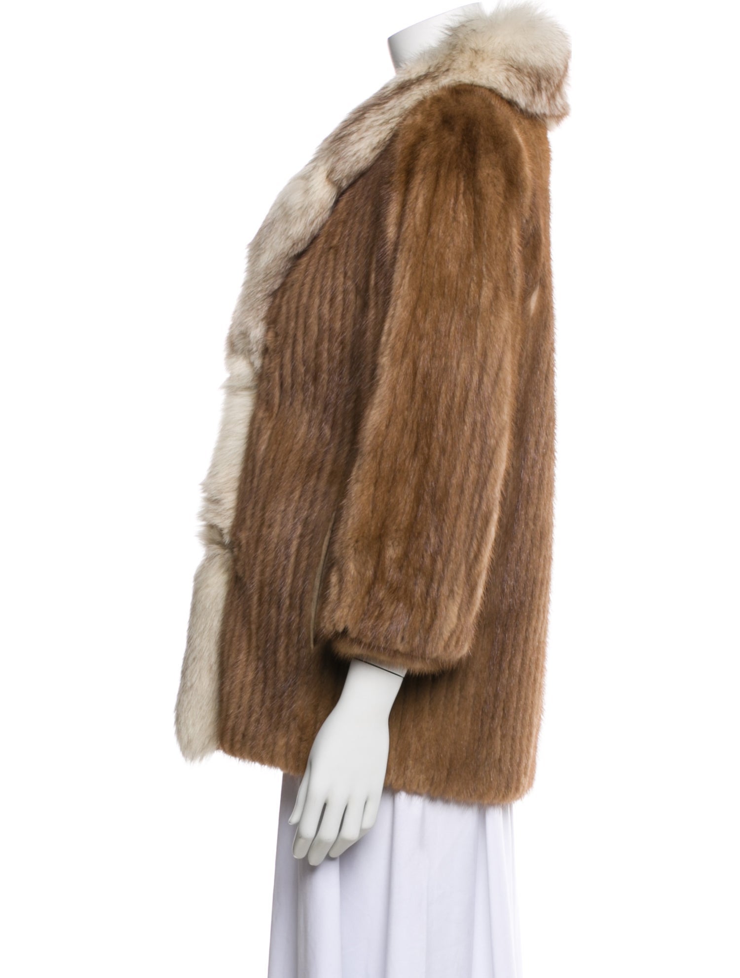 The Evans Collection Colorblock Pattern Faux Fur Jacket