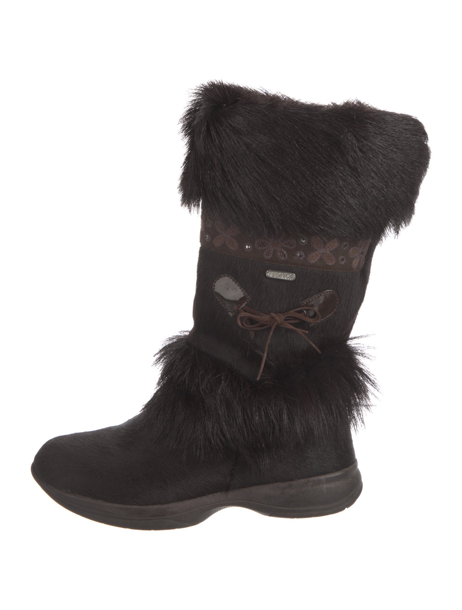 Tecnica Ponyhair Crystal Embellishments Lace-Up Boots