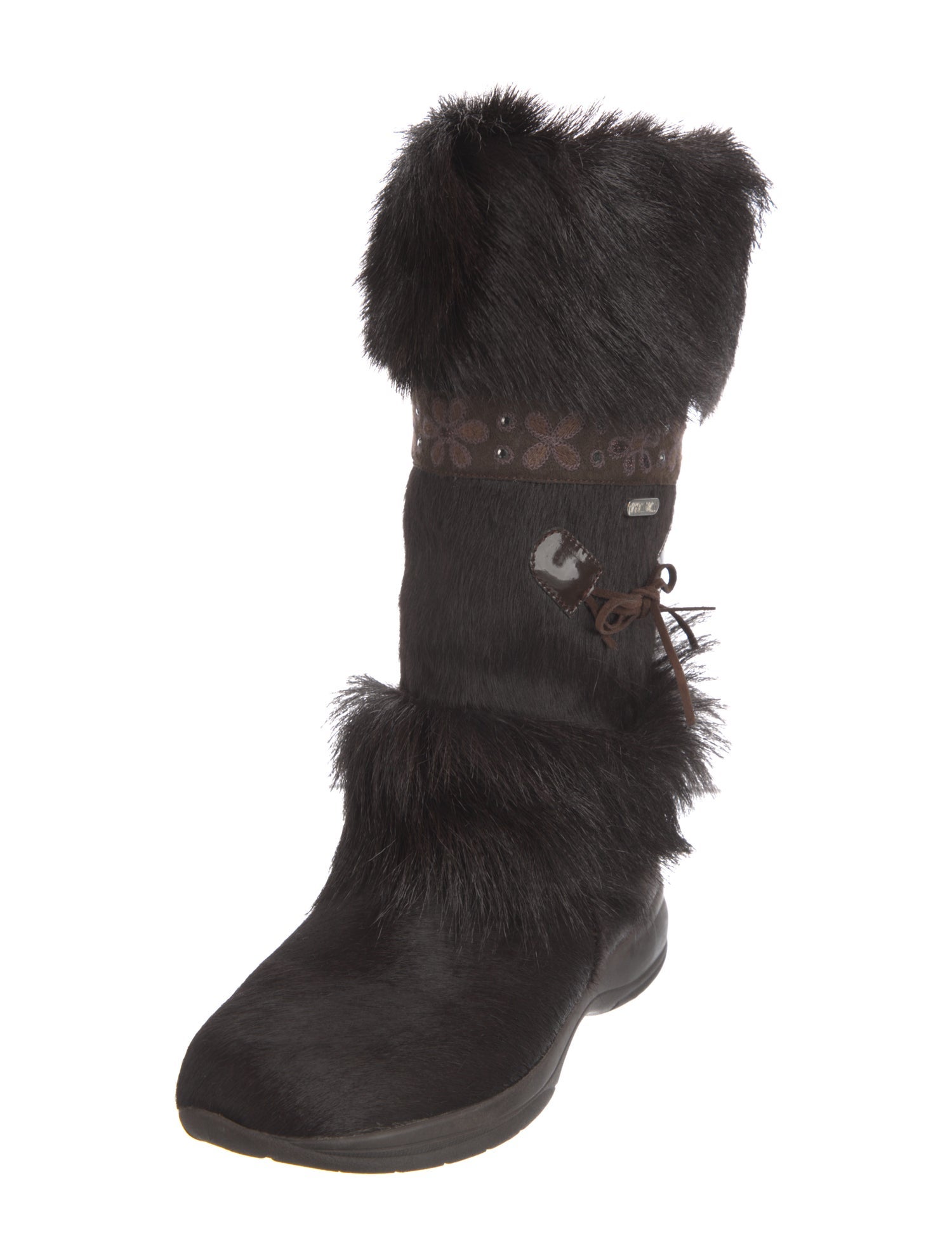 Tecnica Ponyhair Crystal Embellishments Lace-Up Boots