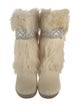 Tecnica Fur Embroidered Accent Lace-Up Boots