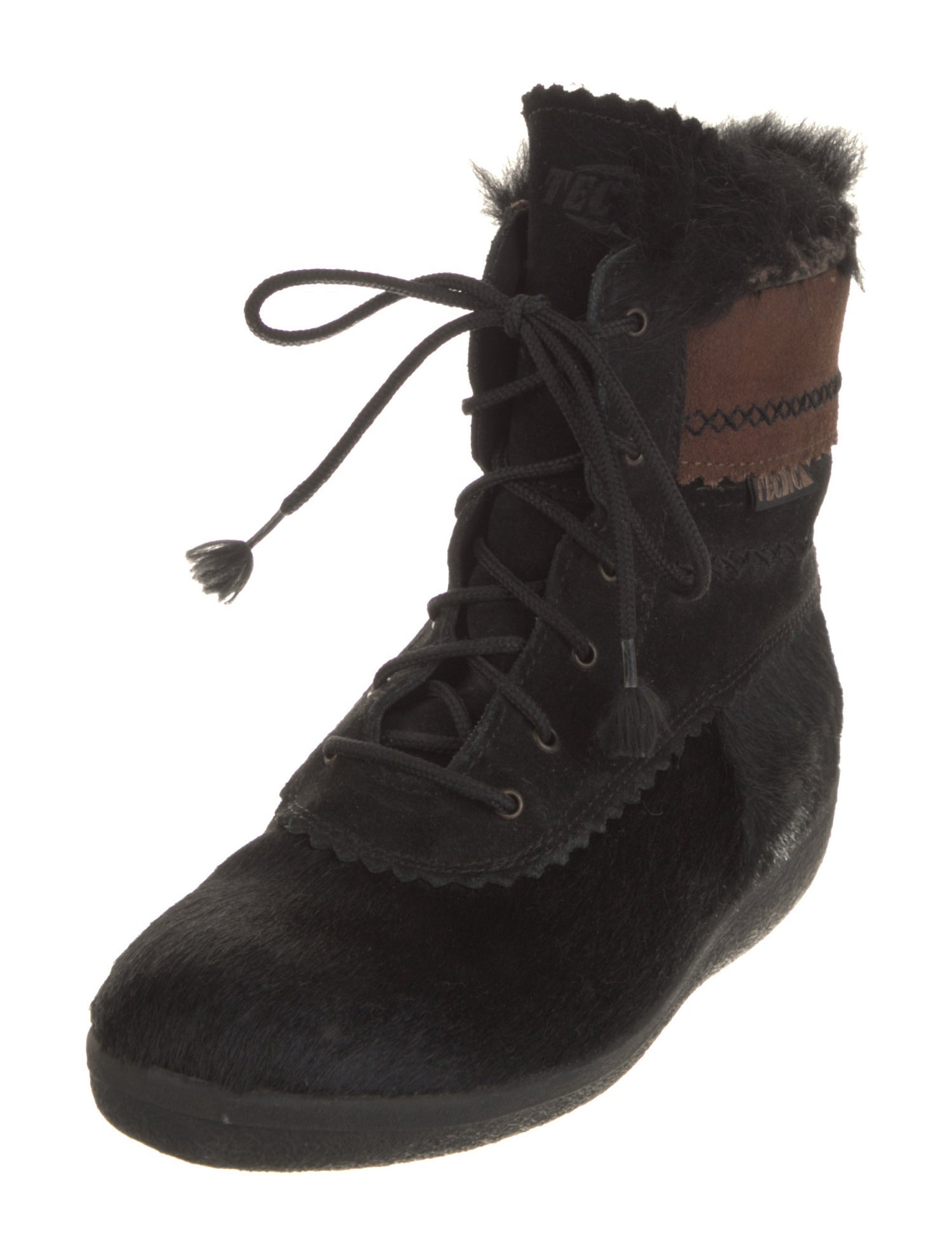 Tecnica Ponyhair Colorblock Pattern Lace-Up Boots
