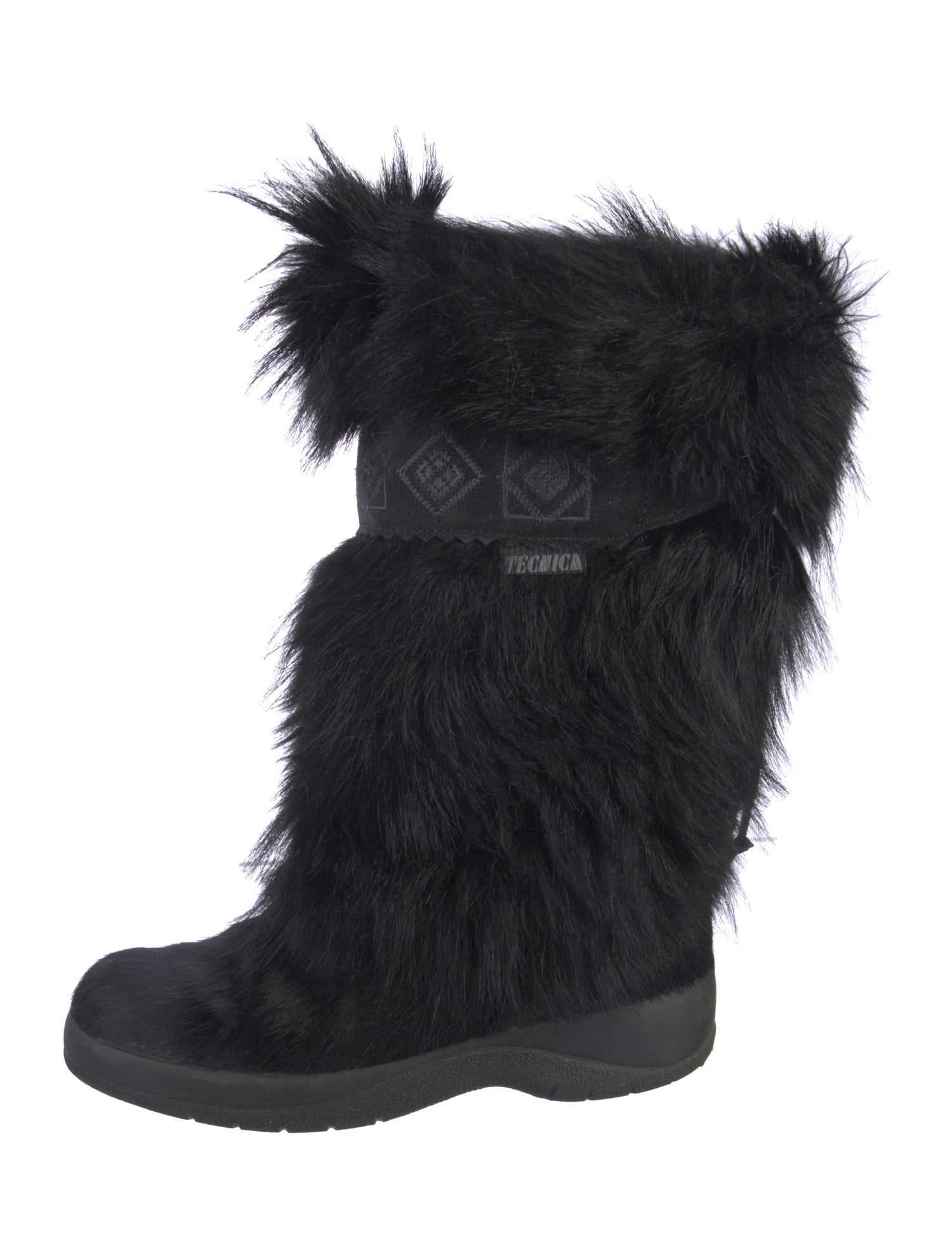 Tecnica Ponyhair Embroidered Accent Lace-Up Boots