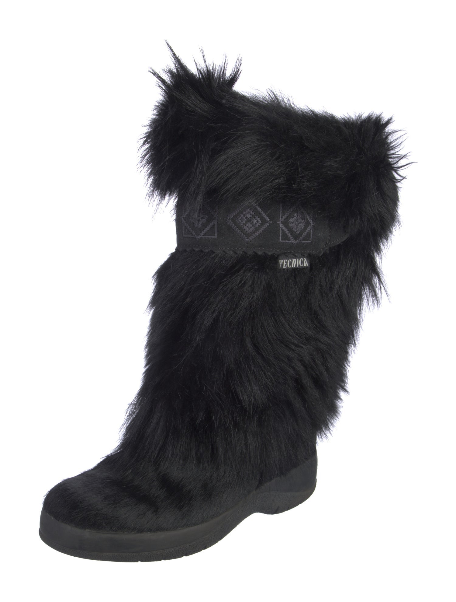 Tecnica Ponyhair Embroidered Accent Lace-Up Boots