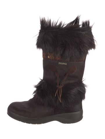 Pre-owned Tecnica Ponyhair Lace-up Boots In Brown