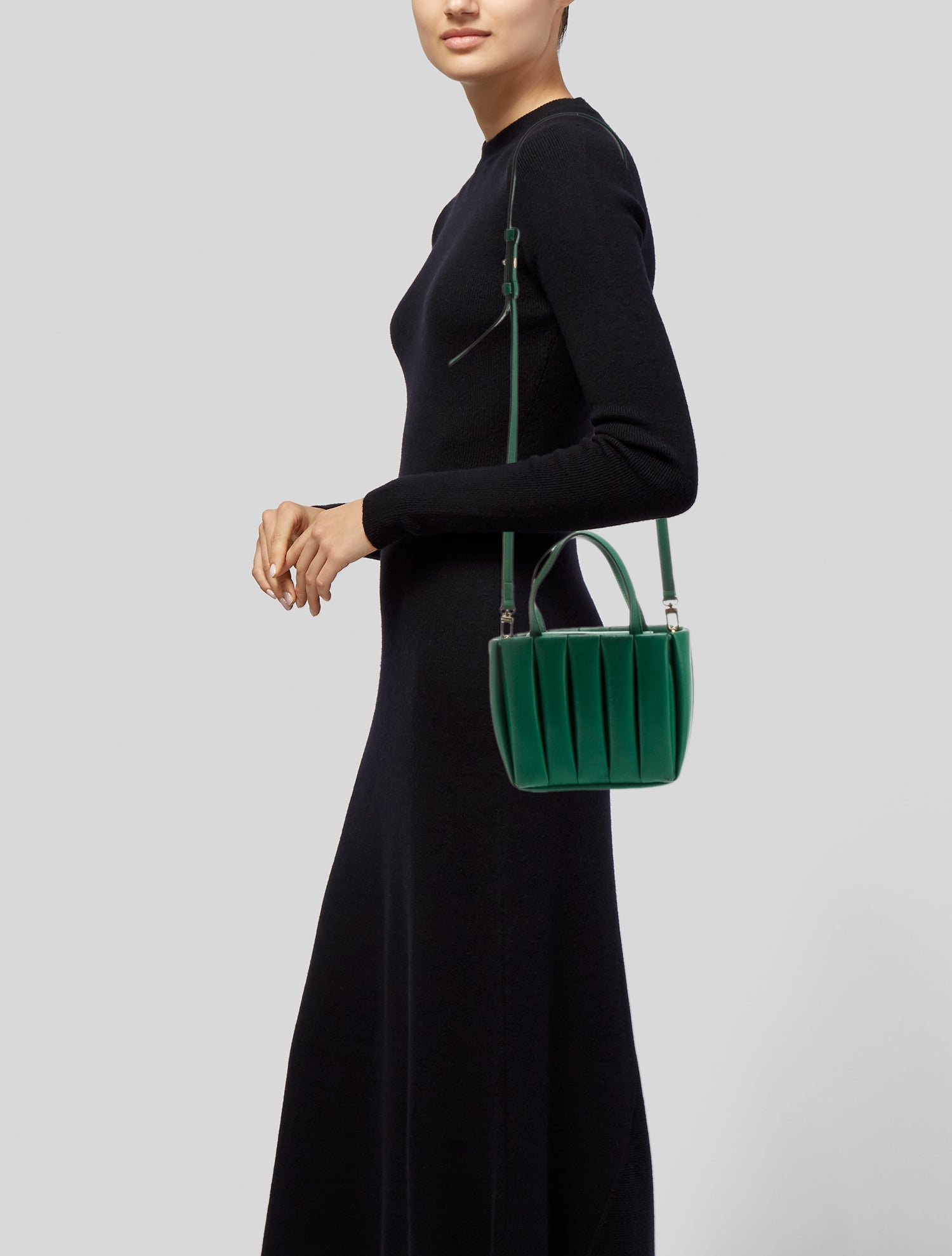 Themoirè Leather Top Handle Bag