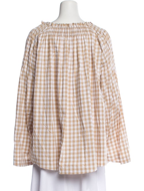 Teija Plaid Print Tie Neck Top