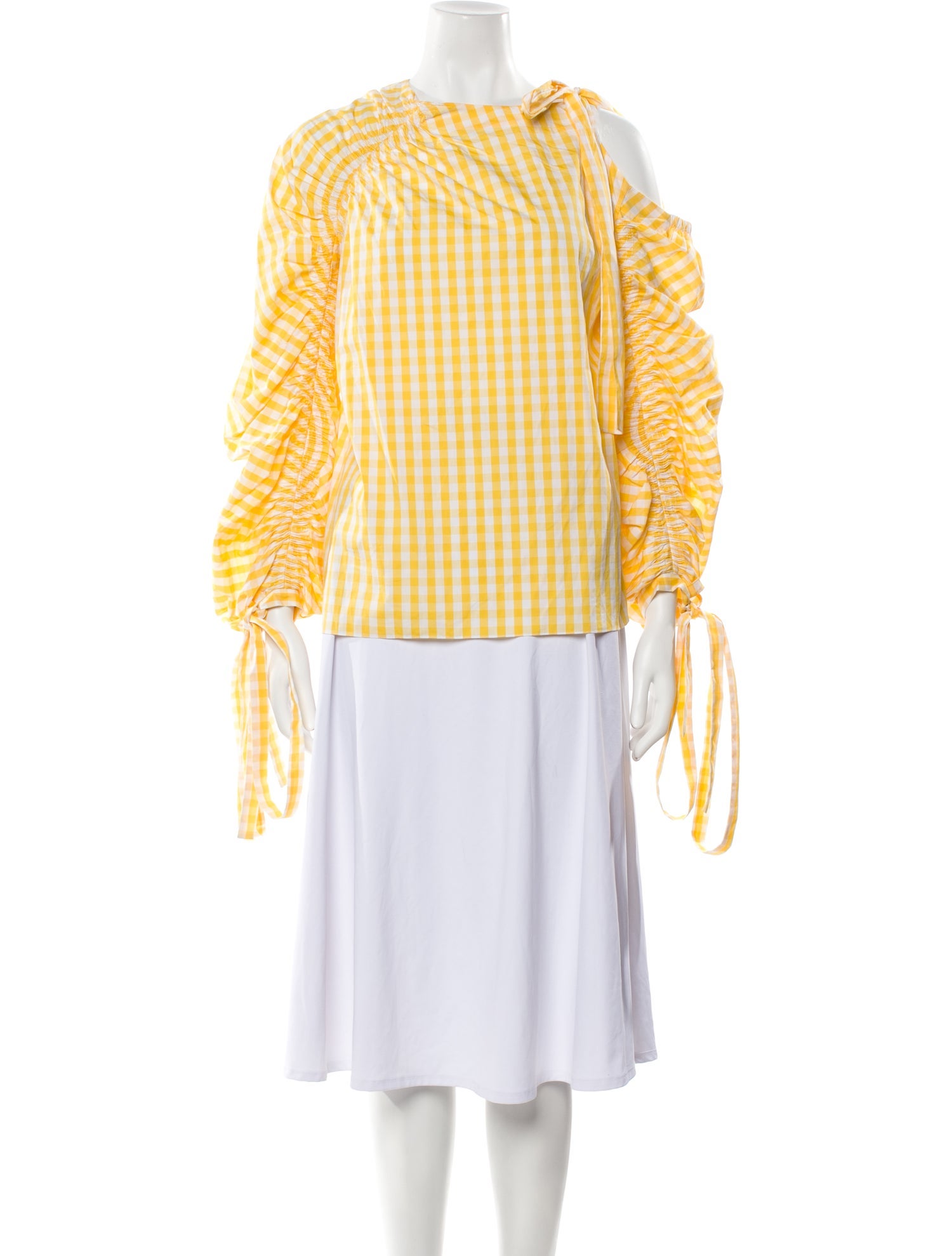 Teija Plaid Print Mock Neck Blouse