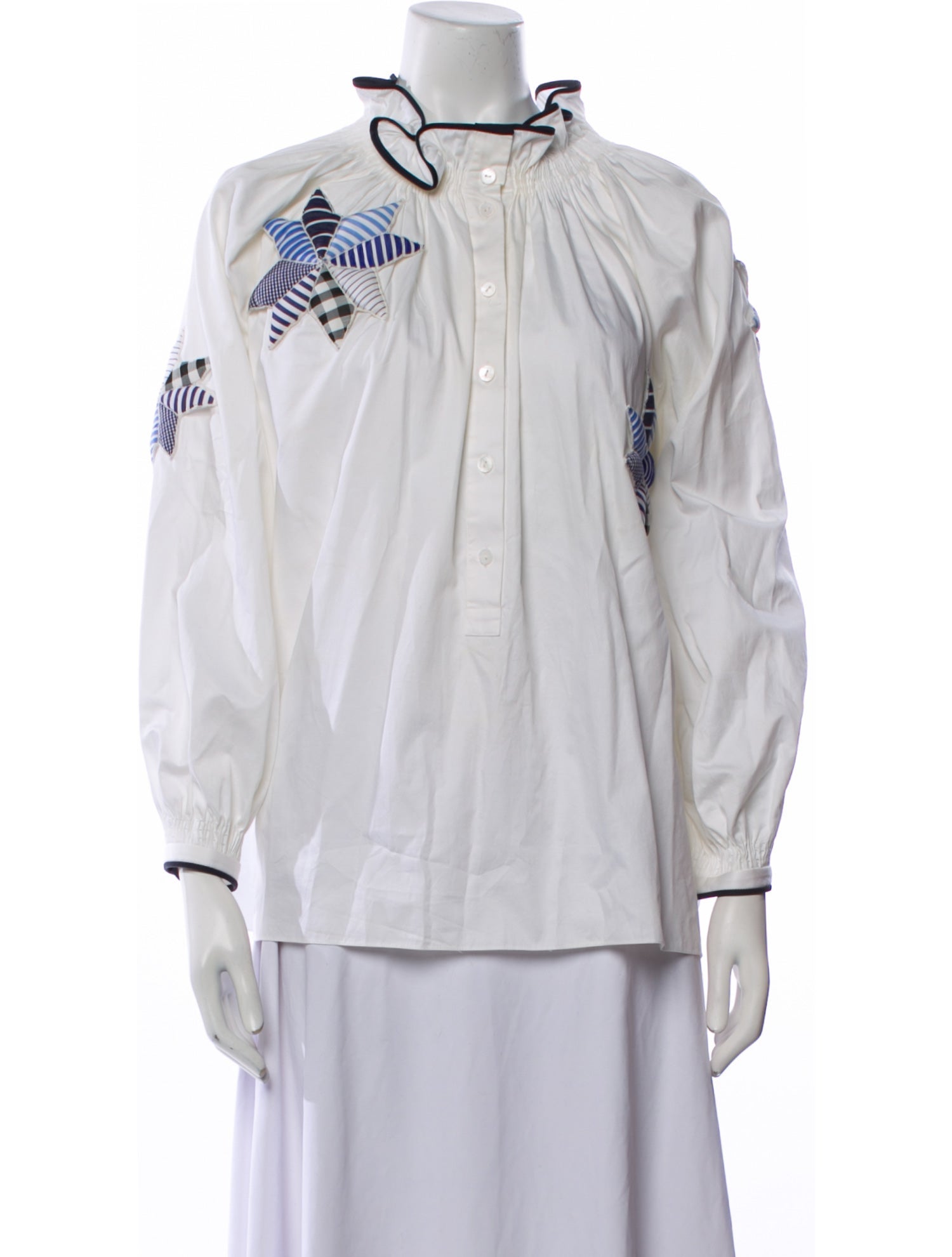 Teija Printed Mock Neck Blouse