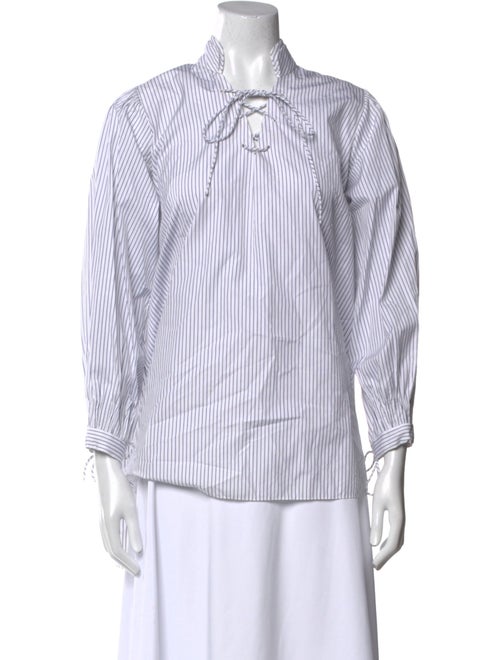 Teija Striped Three-Quarter Sleeve Button-Up Top