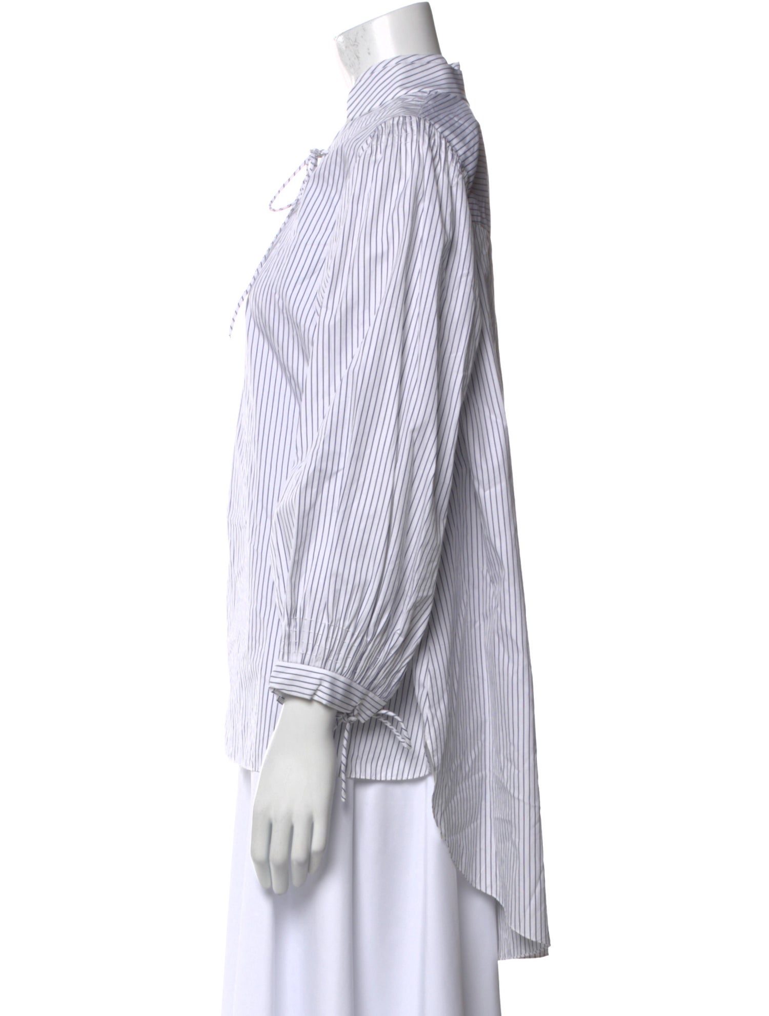 Teija Striped Three-Quarter Sleeve Button-Up Top