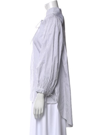 Teija Striped Three-Quarter Sleeve Button-Up Top