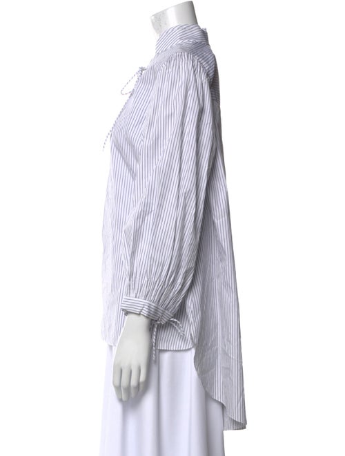 Teija Striped Three-Quarter Sleeve Button-Up Top