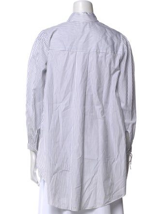 Teija Striped Three-Quarter Sleeve Button-Up Top