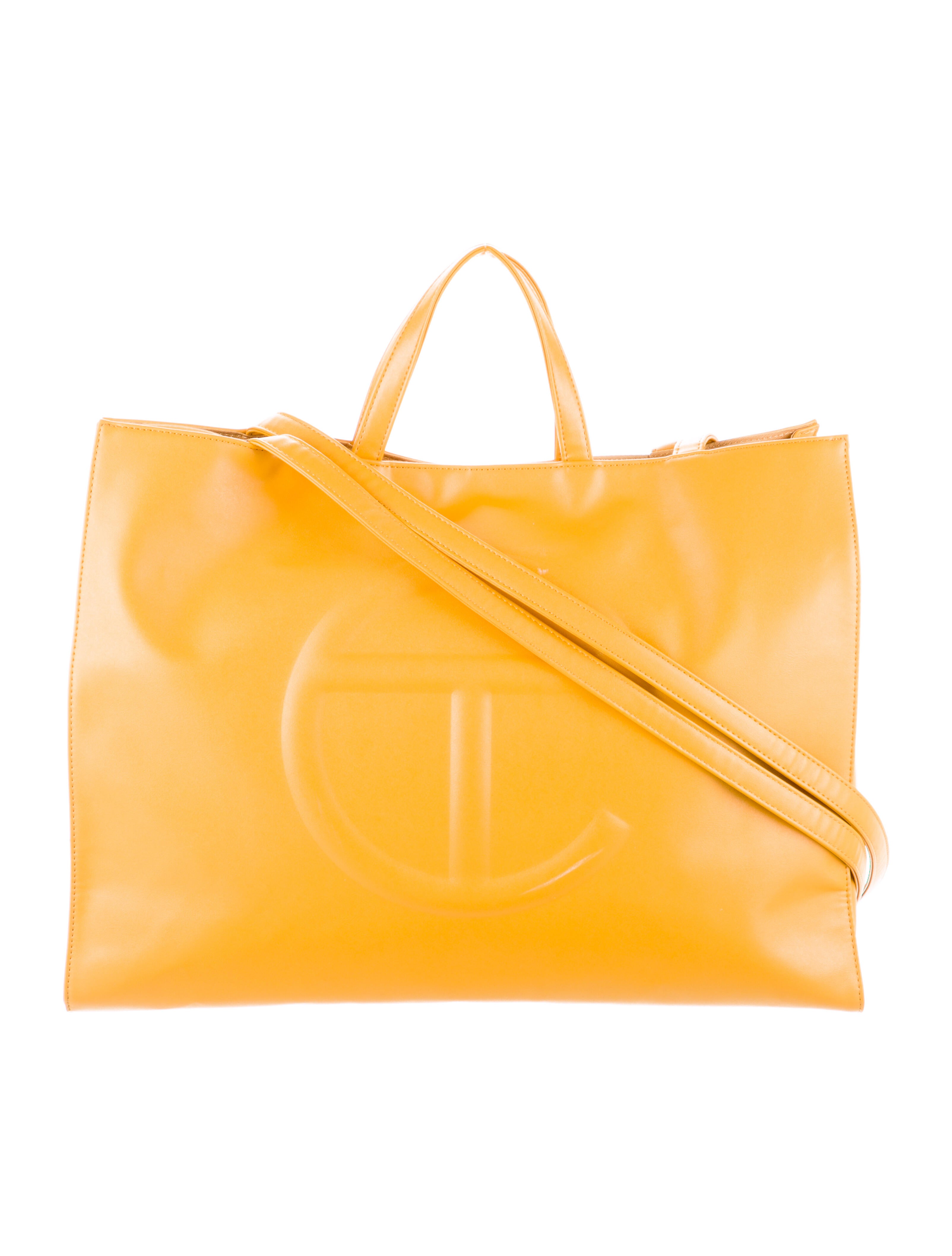 Telfar Vegan Leather Mustard Tote Bag Yellow Totes, Handbags