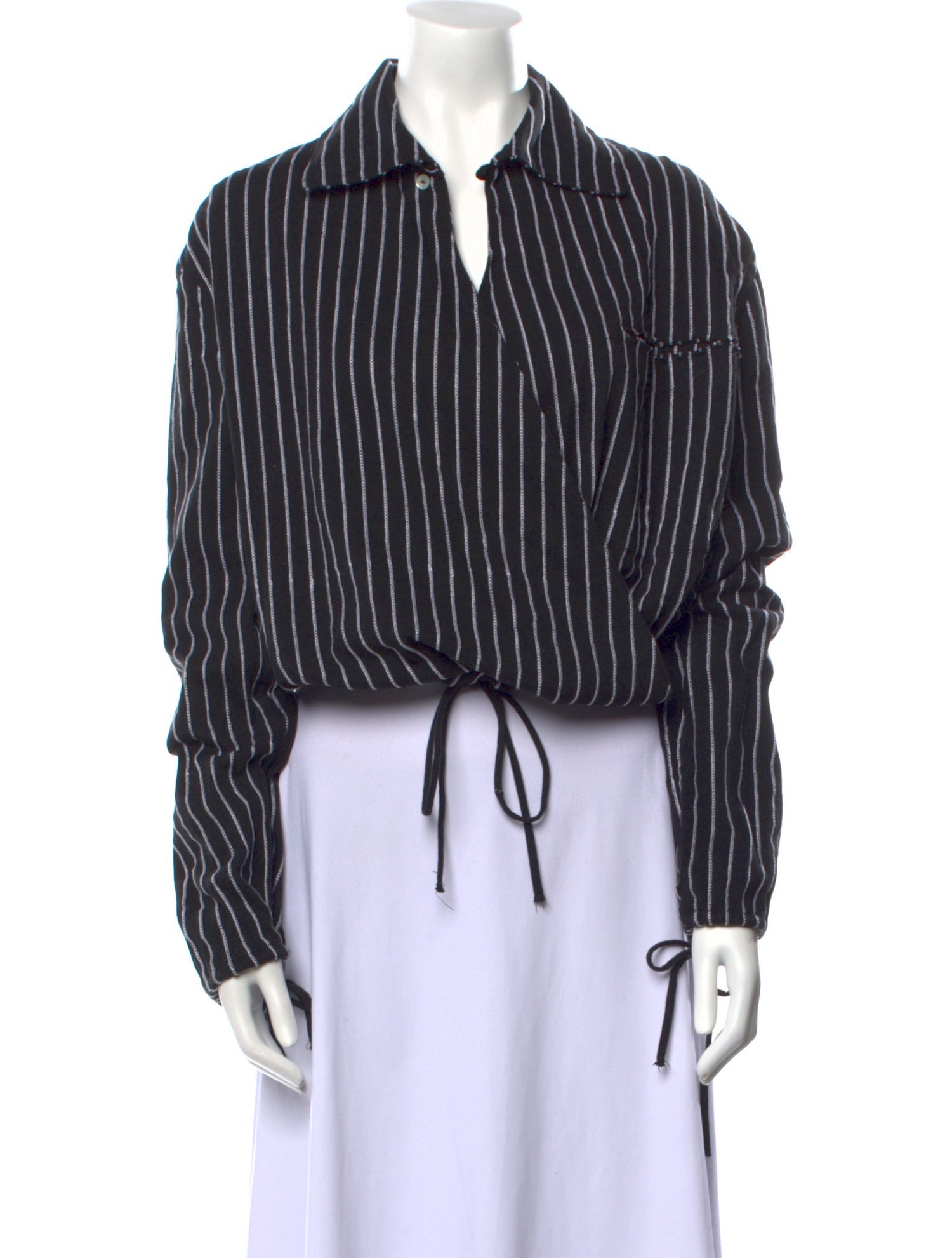Telfar Striped Long Sleeve Crop Top