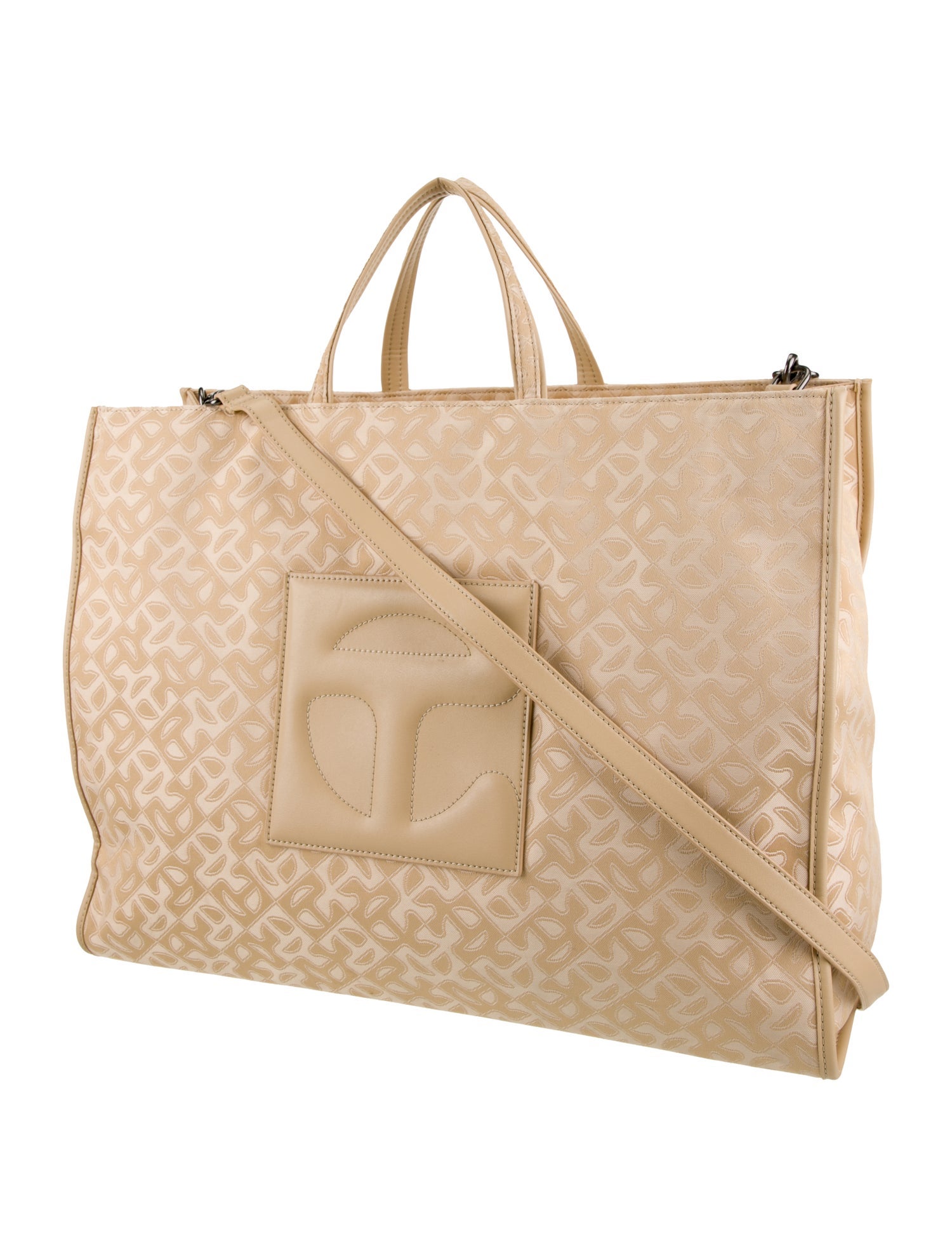 Telfar Jacquard Large Cream Monogram Jacquard Shopper Tote Large