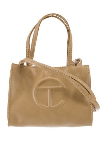 Telfar Totes Vegan Leather Cream Shopping Bag Small