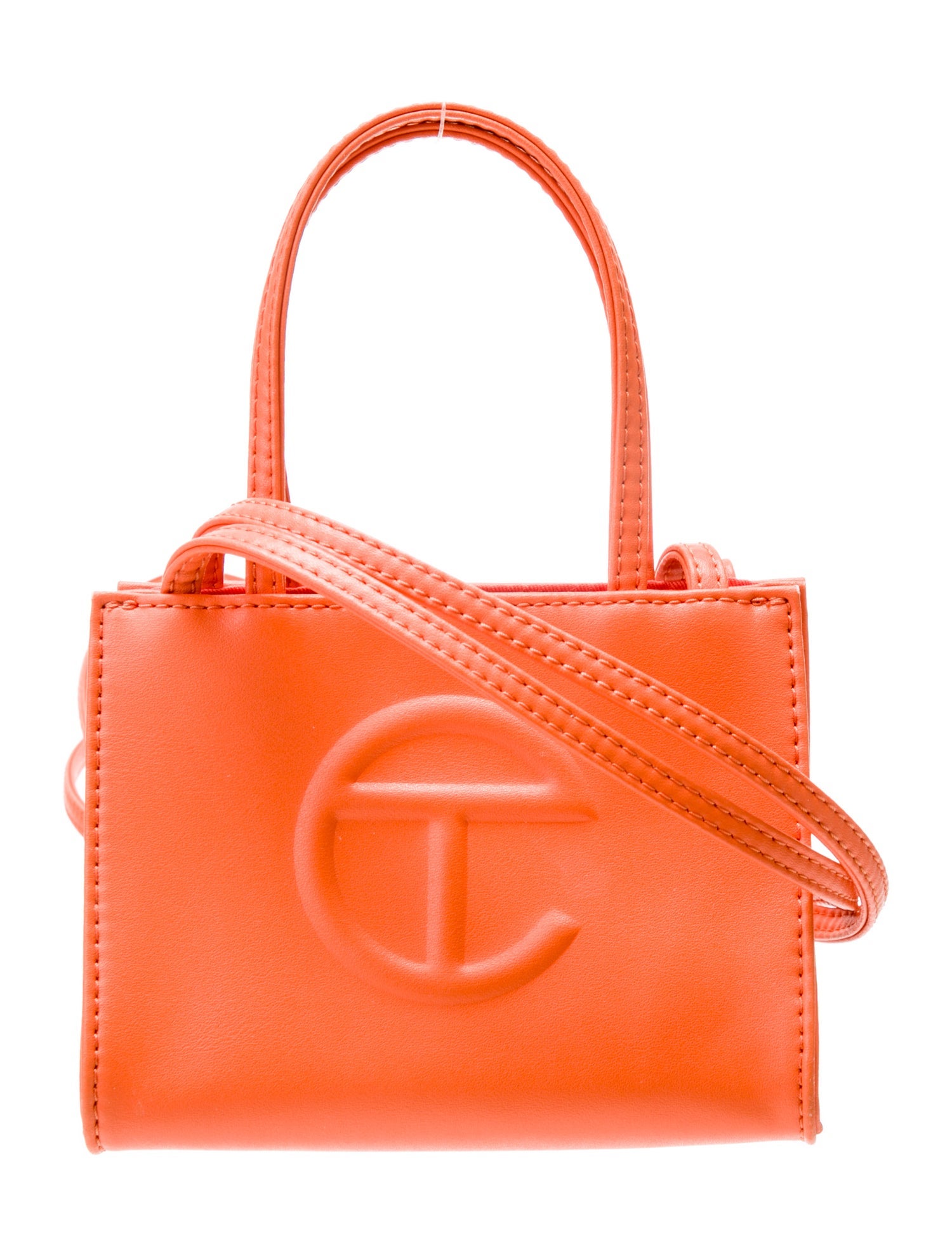 Telfar Vegan Leather Orange Shopping Bag Small