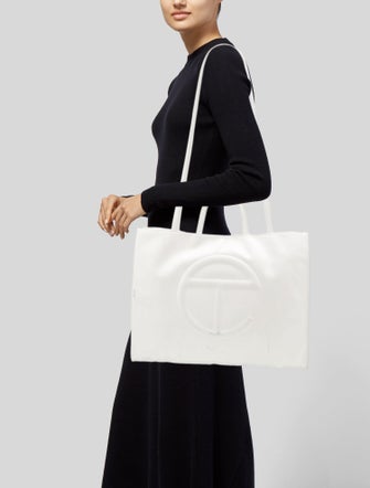 Telfar Vegan Leather Large White Shopping Bag Large