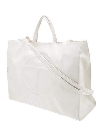 Telfar Vegan Leather Large White Shopping Bag Large
