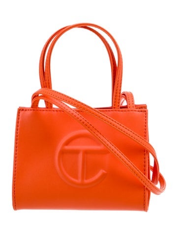 Telfar Totes Vegan Leather Small Orange Shopping Bag