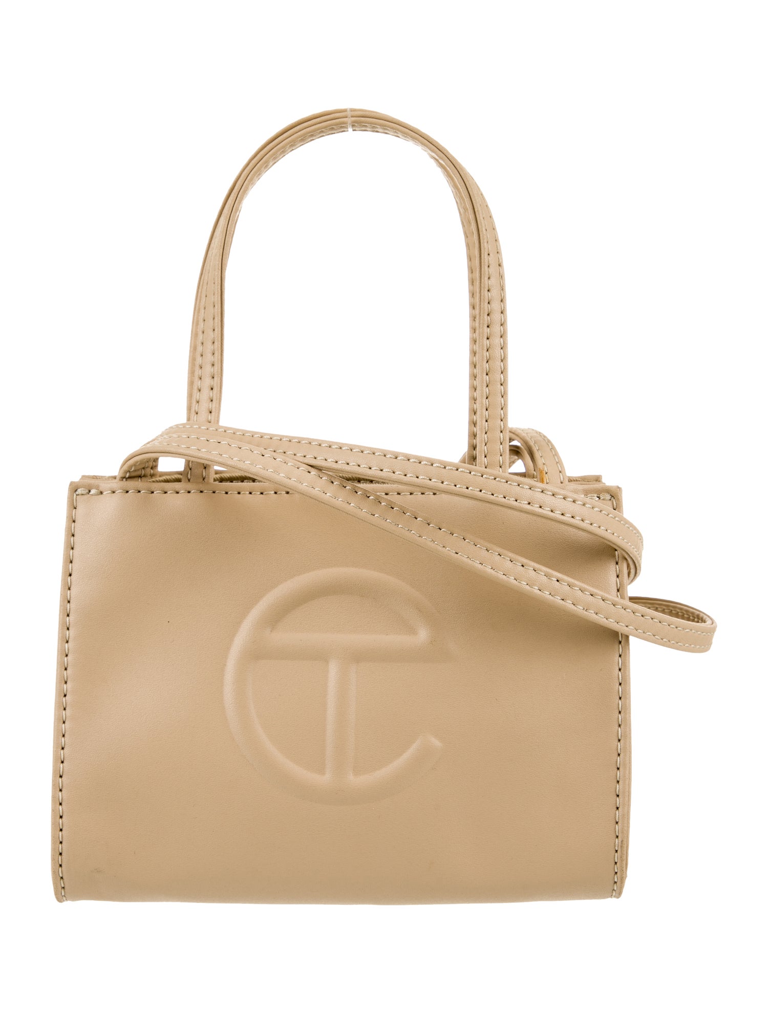 Telfar Vegan Leather Small Cream Shopping Bag Small