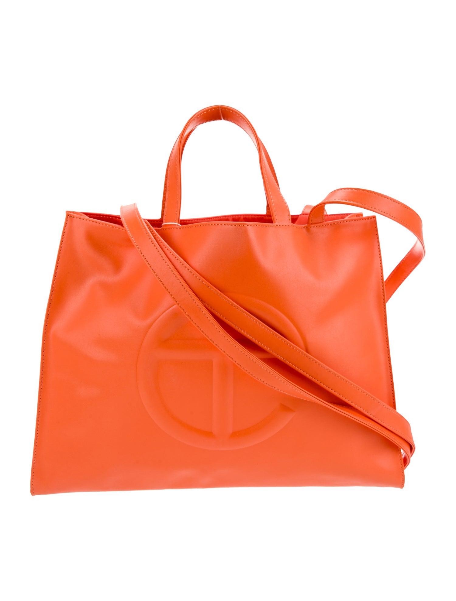 Telfar Vegan Leather Medium Orange Shopping Bag Medium