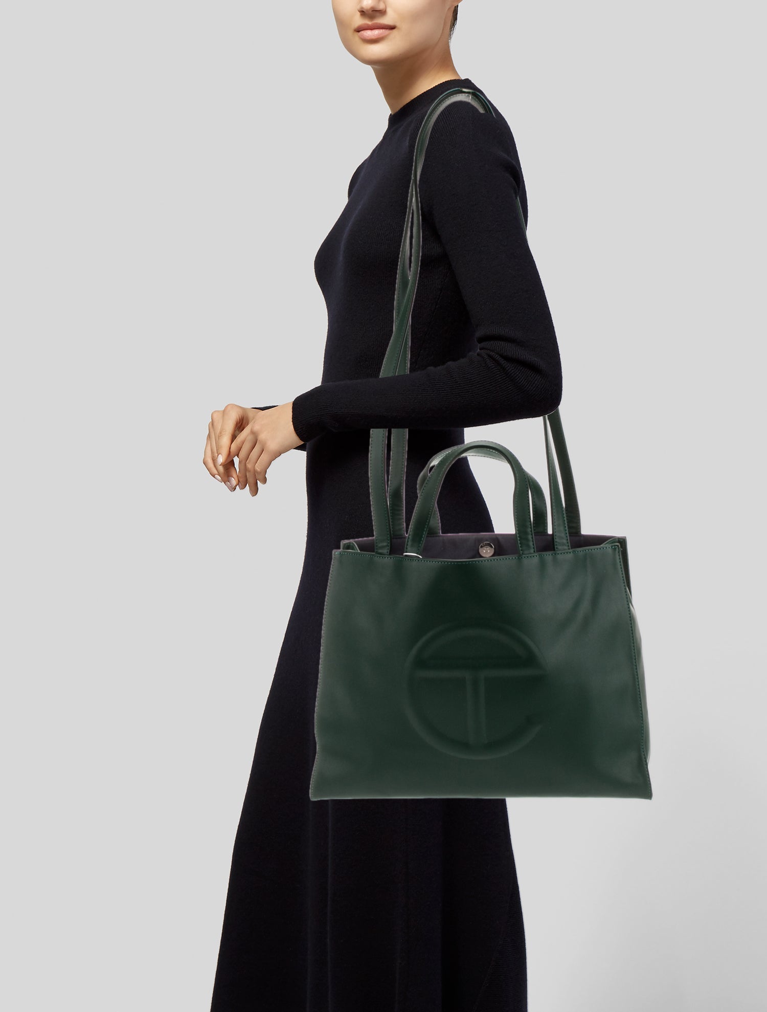 Telfar Vegan Leather Medium Dark Olive Shopping Bag Medium