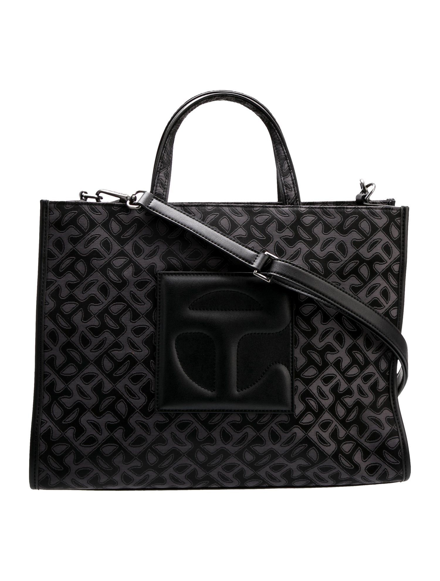 Telfar Nylon 'Black' Monogram Jacquard Shopper w/ Strap Medium