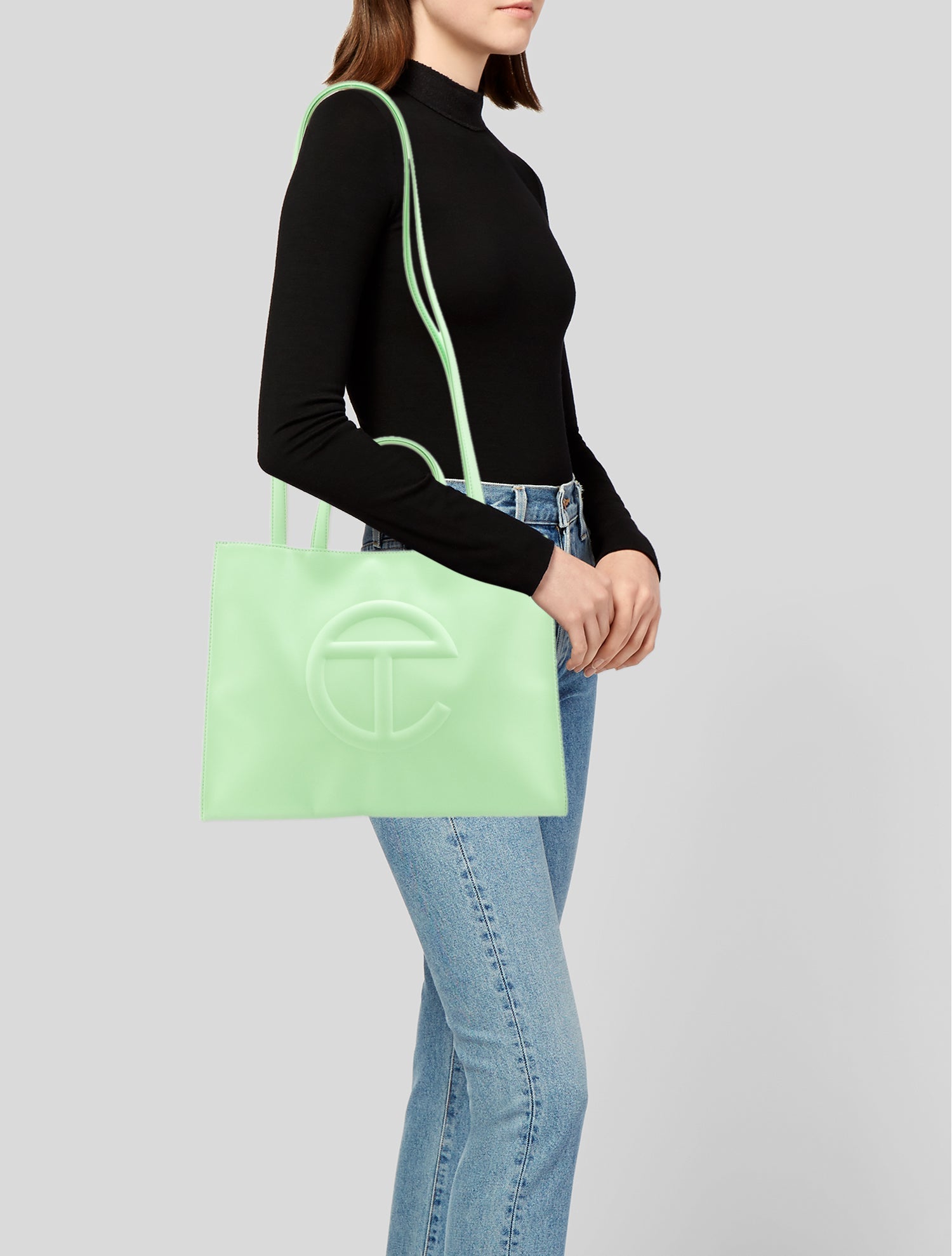 Telfar Vegan Leather Medium Double Mint Shopping Bag Medium