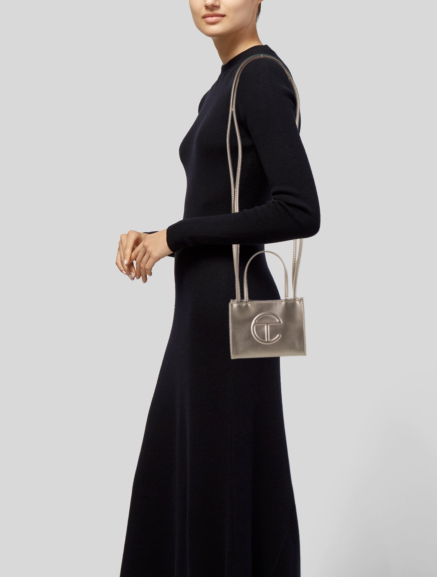 Telfar Vegan Leather Small Bronze Shopping Bag Small