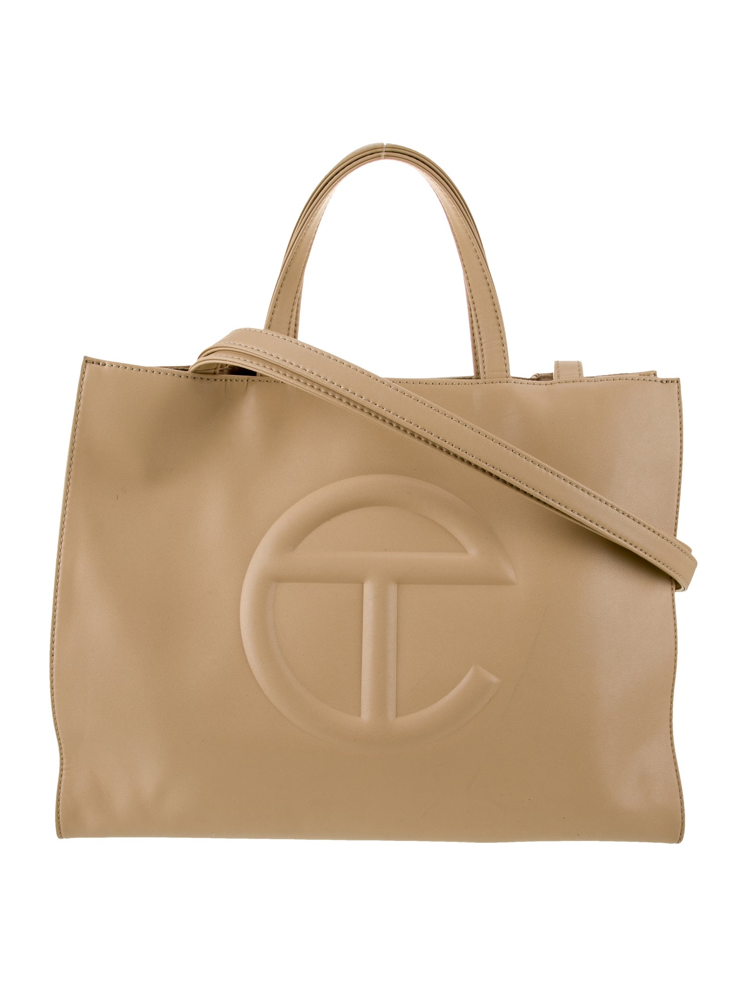 Telfar Vegan Leather Medium Cream Shopping Bag Medium