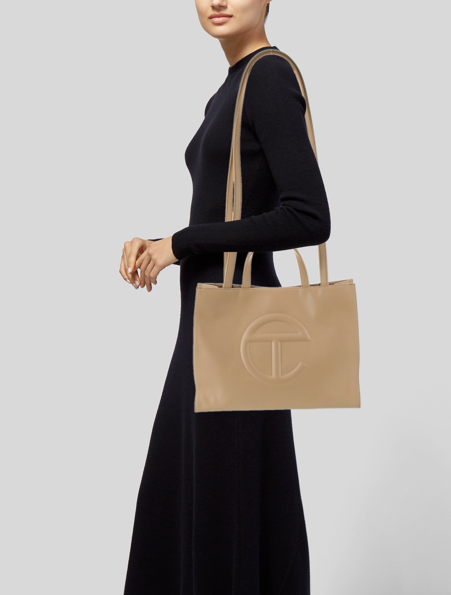 Telfar Vegan Leather Medium Cream Shopping Bag Medium