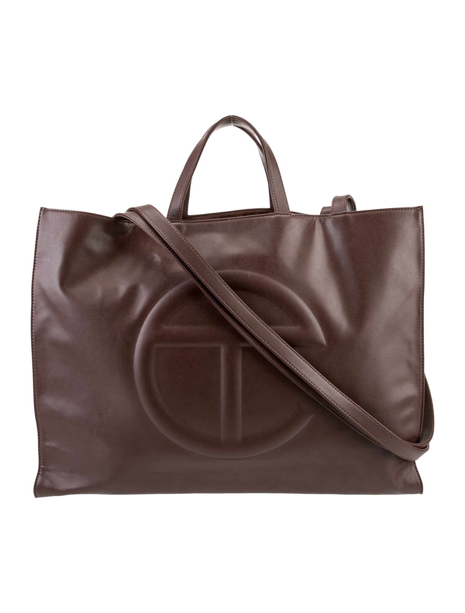 Telfar Vegan Leather Chocolate Shopping Bag Large