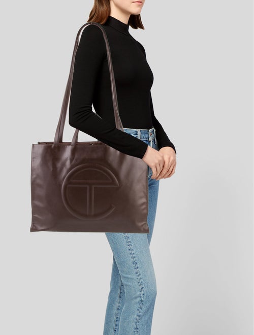 Telfar Vegan Leather Chocolate Shopping Bag Large