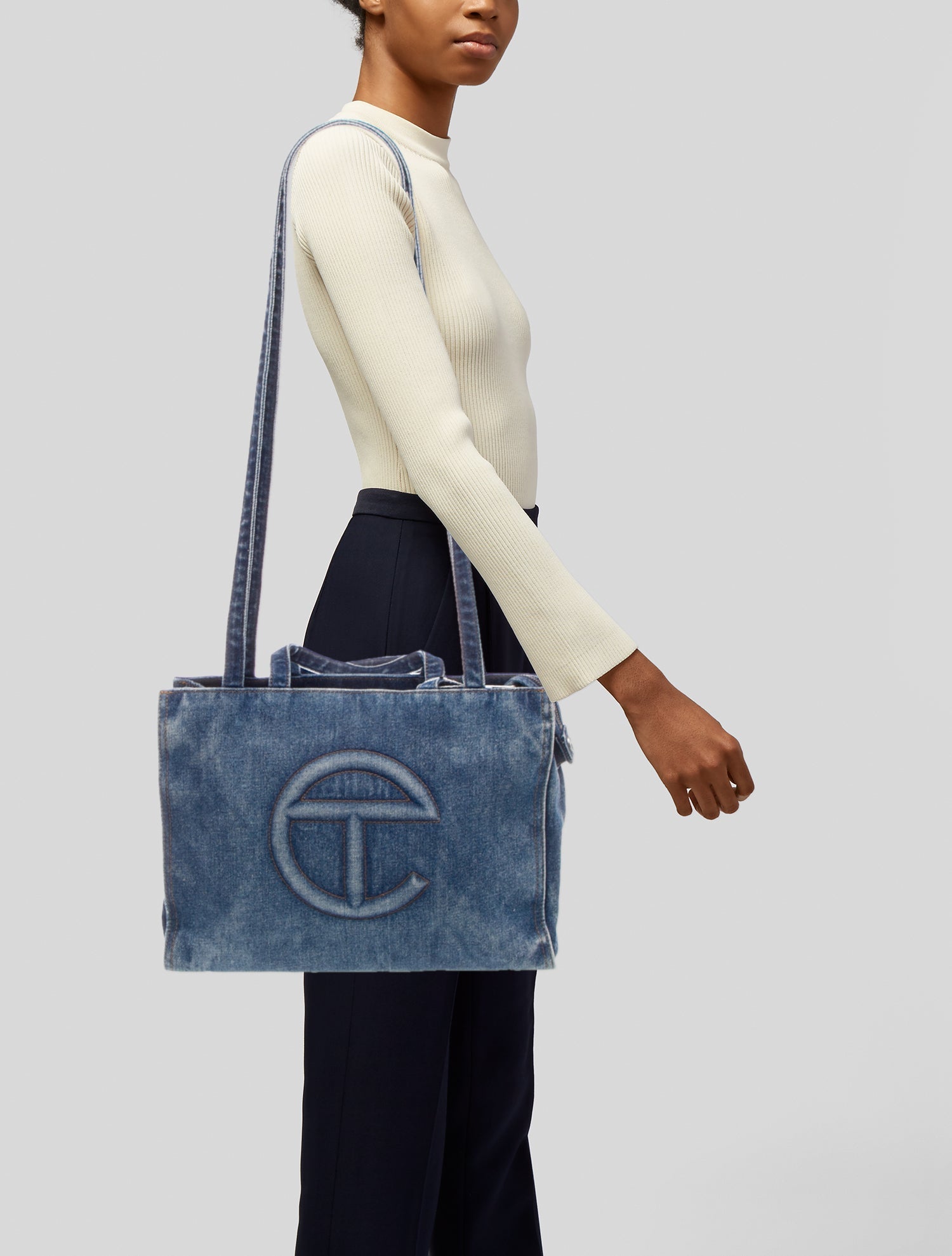 Telfar Signature Denim Shopper Medium
