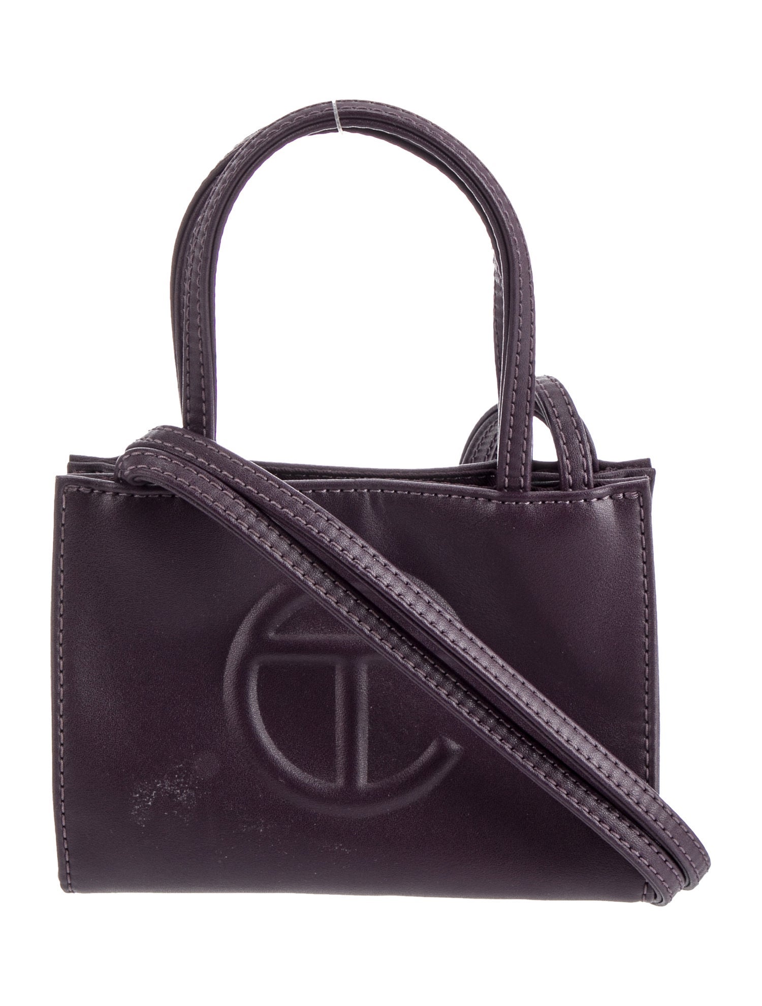 Telfar Vegan Leather Eggplant Shopping Bag Small