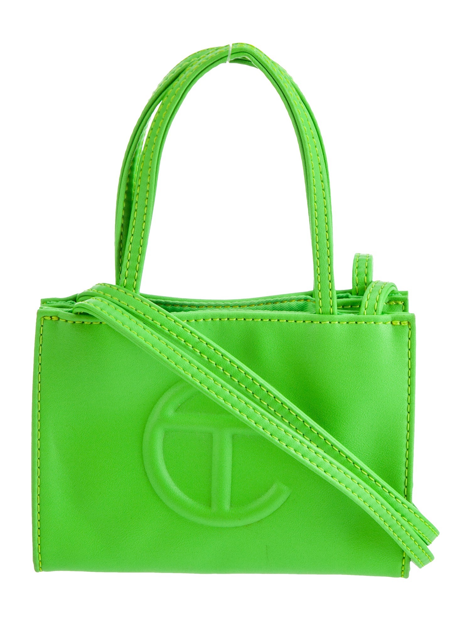 Telfar Vegan Leather Highlighter Green Shopping Bag Small