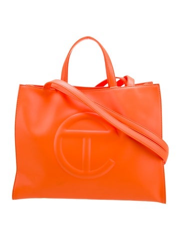 Telfar Totes Vegan Leather Medium Orange Shopping Bag