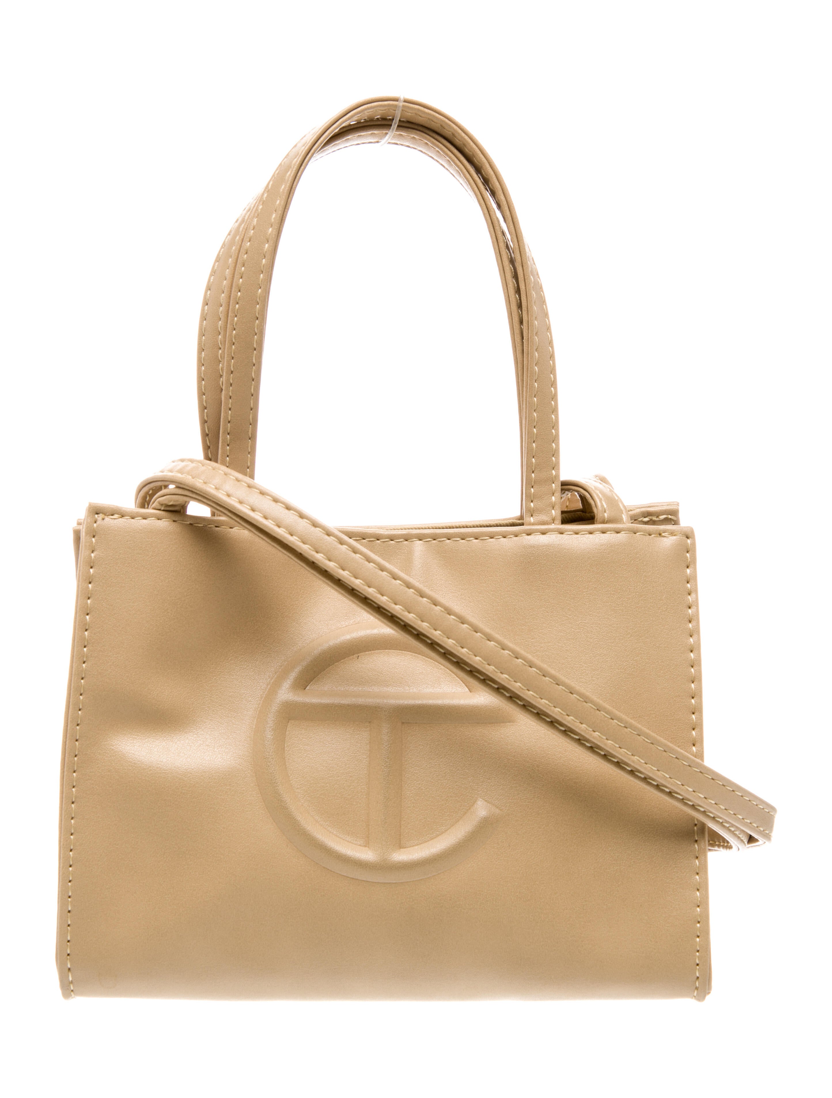 Telfar Vegan Leather Cream Shopping Bag Small