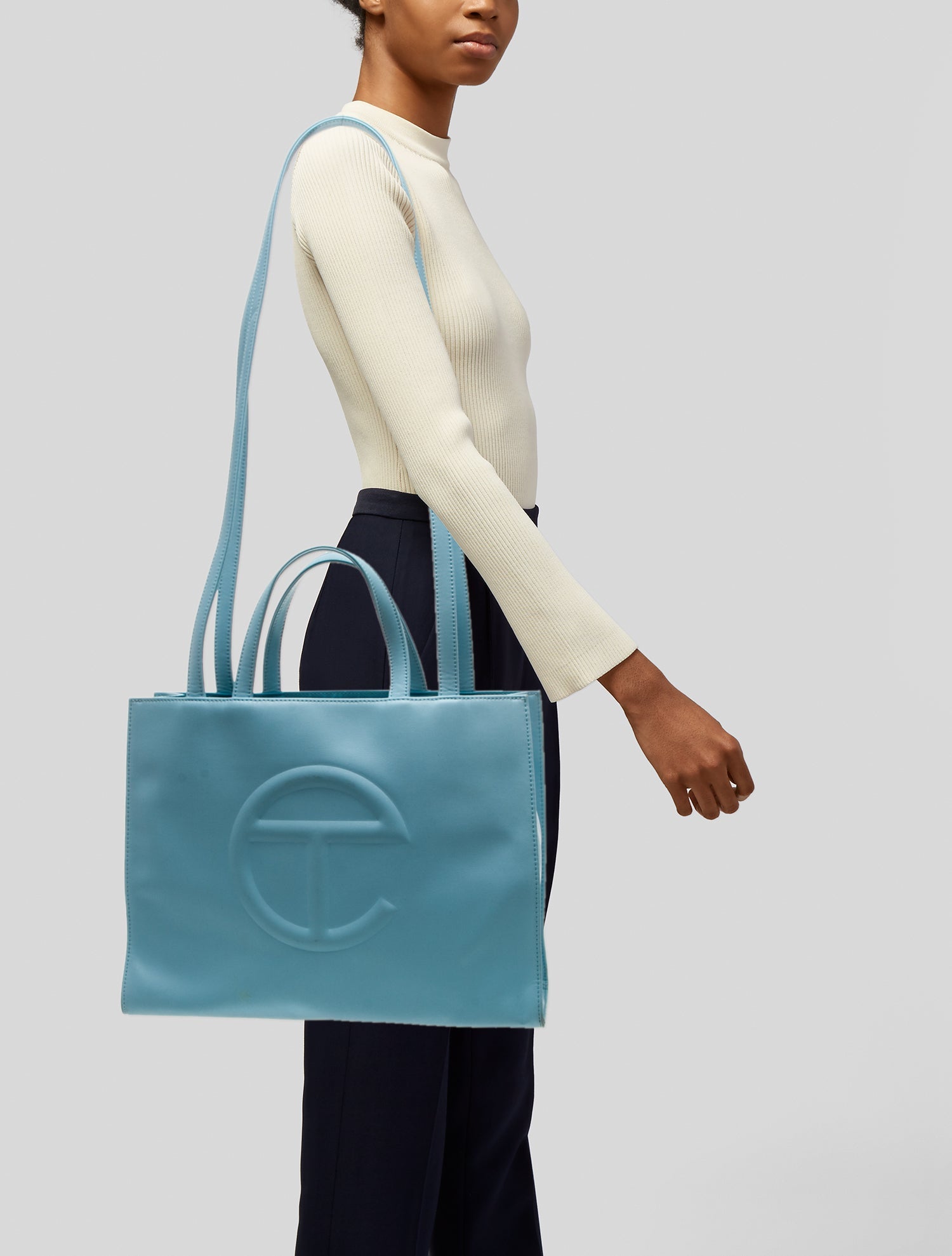 Telfar Vegan Leather 'Pool Blue' Shopping Medium